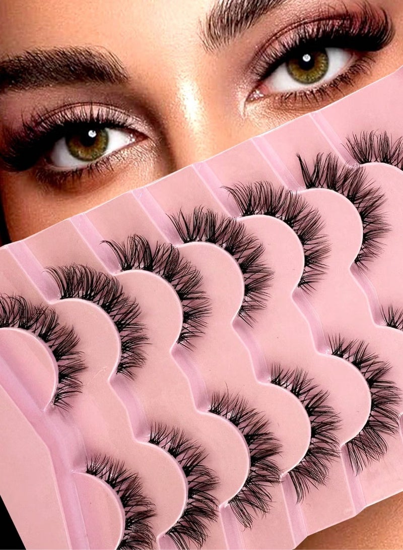 HTKCRX ( 7 Pairs)Fluffy Messy Faux False Eyelashes,Soft Curly False Lashes,Reusable False Eyelashes Volume & Thickness Eyelashes for Make up - Image 1